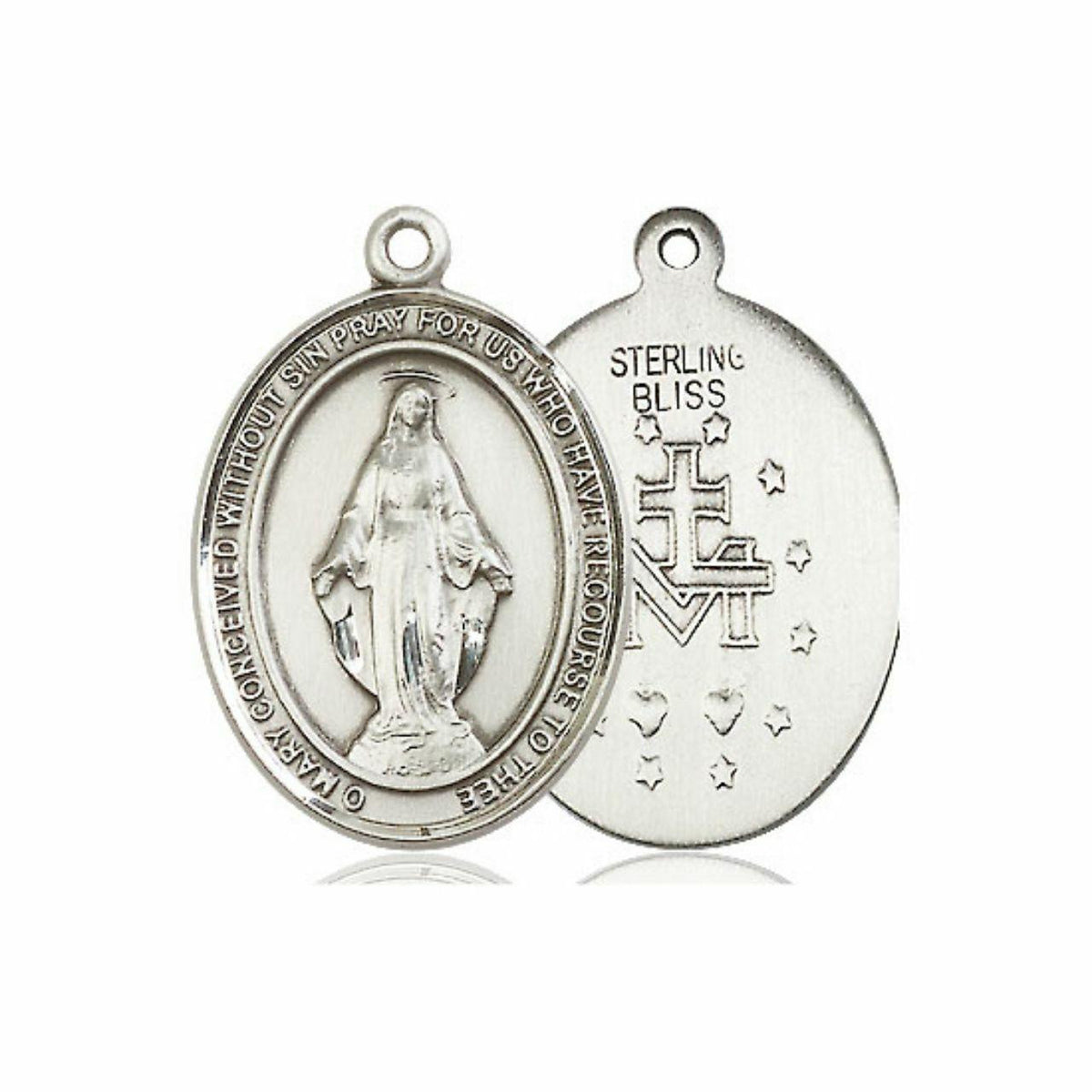 Miraculous Medal - Sterling Silver Oval Pendant 3 Sizes
