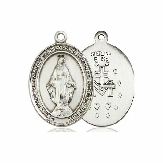 Miraculous Medal - Sterling Silver Oval Pendant 3 Sizes