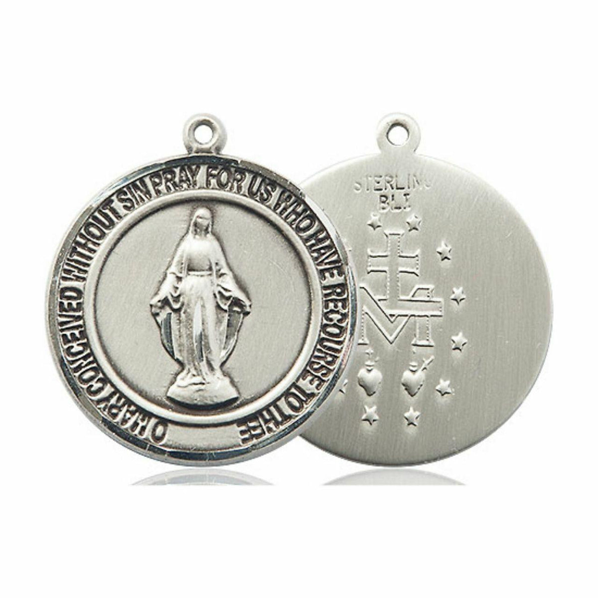 Miraculous Medal - Sterling Silver Round Pendant 2 Sizes