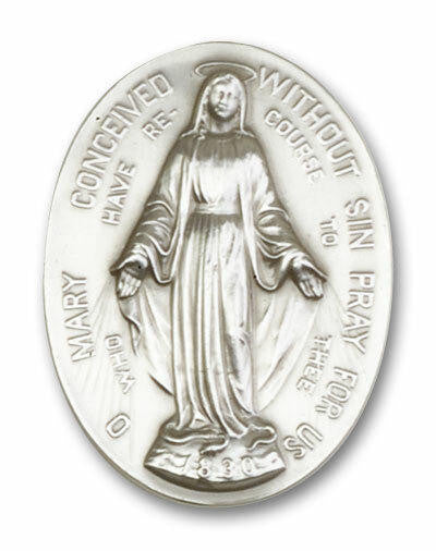Miraculous Medal Visor Clip - Silver Finish