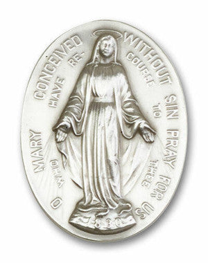 Miraculous Medal Visor Clip - Silver Finish