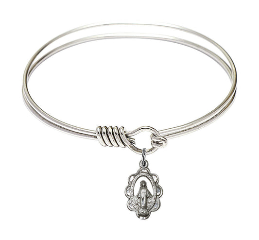 Miraculous Round Eye Hook Bangle Bracelet - Sterling Silver Charm - 6.25 Inch 1610SS