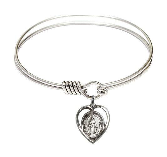 Miraculous Round Eye Hook Bangle Bracelet - Sterling Silver Charm - 6.25 Inch 4125SS