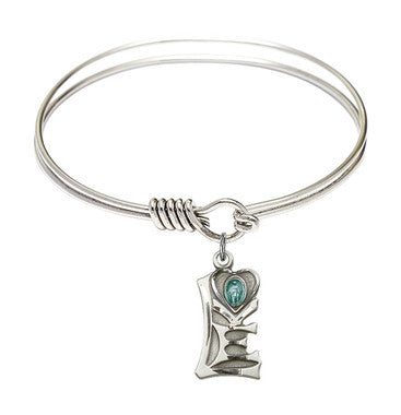 Miraculous Round Eye Hook Bangle Bracelet - Sterling Silver Charm - 6.25 Inch  (5901SS)