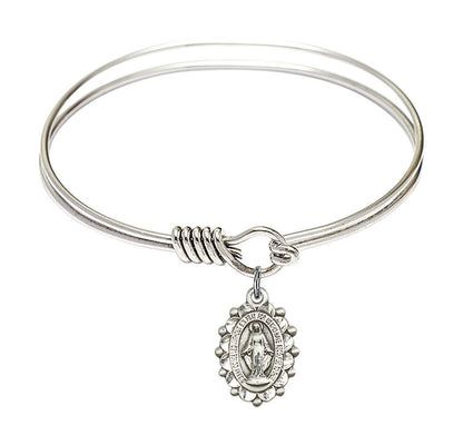 Miraculous Round Eye Hook Bangle Bracelet - Sterling Silver Charm - 6.25 Inch 6040SS
