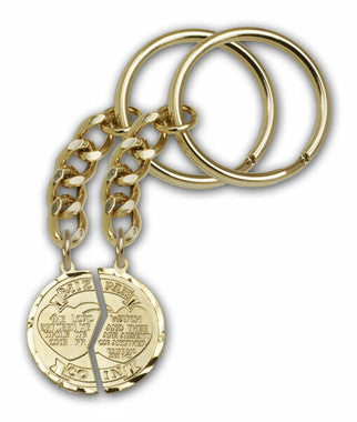 Mizpah Keychains - Gold-Plated Coin/Gold Finish Chain - Small