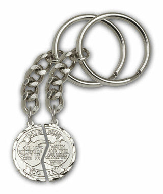Mizpah Keychains - Silver-Plated Coin/Silver Finish Chain - Small