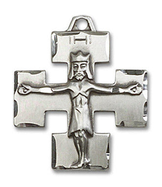 Modern Crucifix Pendant - Sterling Silver 3/4" x 5/8" (4135SS)