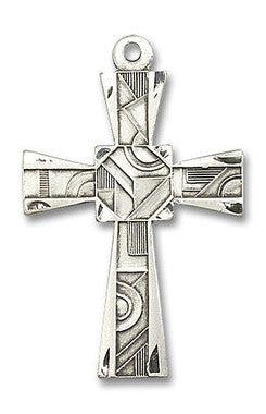 Mosaic Cross Pendant - Sterling Silver 1 5/8" x 1" (6032SS)