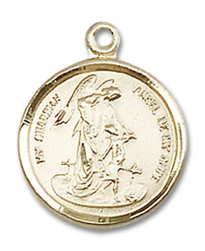 My Guardian Angel Medal - 14kt Gold 5/8 x 1/2 Round Pendant 0601E