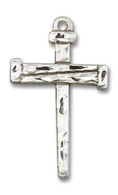 Nail Large Cross Pendant - Sterling Silver 1" x 5/8" (0013SS)