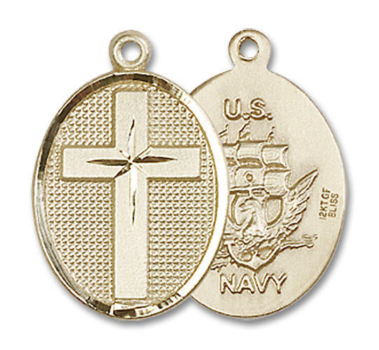 Navy Cross Medal - 14kt Gold 3/4 x 1/2 Oval Pendant 0883