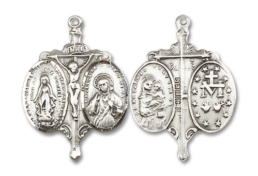 Novena Crucifix Pendant - Sterling Silver 7/8 x 5/8 0021SS