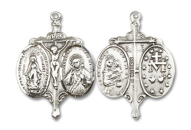 Novena Crucifix Pendant - Sterling Silver 7/8" x 5/8" (0021SS)