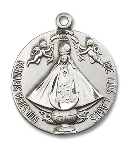 Nuestra Senora De Los Lagos Medal - Sterling Silver 1 x 7/8 Round Pendant 4271SS