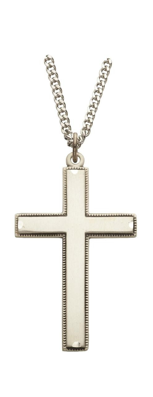 Our Father Beaded Cross Necklace - Sterling Silver Pendant on 24 Stainless Chain SX9383SH