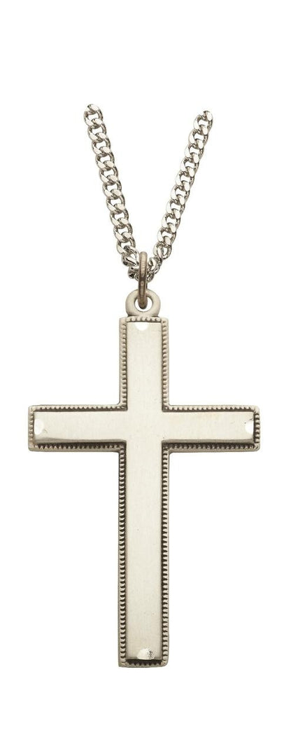 Our Father Beaded Cross Necklace - Sterling Silver Pendant on 24 Stainless Chain SX9383SH