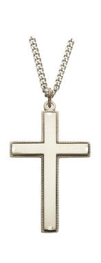 Our Father Beaded Cross Necklace - Sterling Silver Pendant on 24" Stainless Chain (SX9383SH)