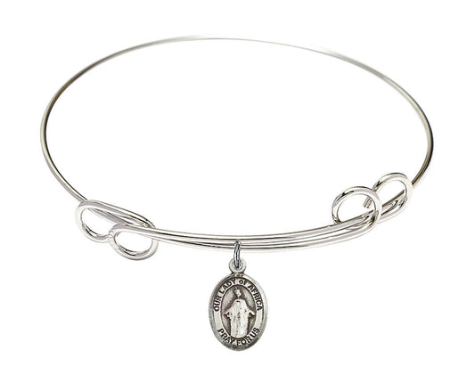 Our Lady of Africa Double Loop Bangle Bracelet - Sterling Silver Charm 9269SS
