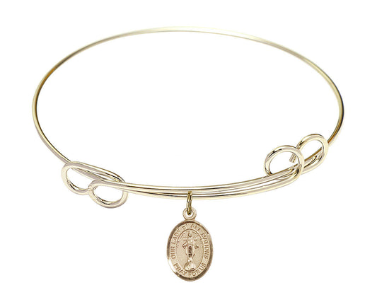 Our Lady of All Nations Double Loop Bangle Bracelet - Gold-Filled Charm 9242GF
