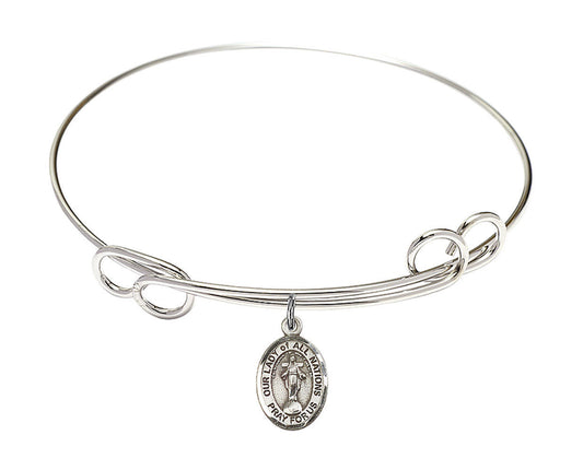 Our Lady of All Nations Double Loop Bangle Bracelet - Sterling Silver Charm 9242SS