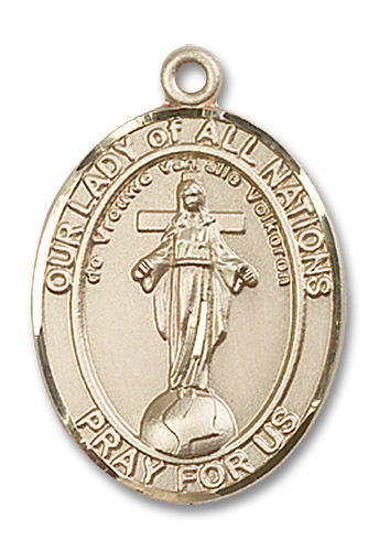 Our Lady of All Nations Medal - 14kt Gold Oval Pendant 3 Sizes