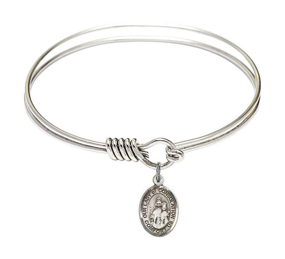 Our Lady of Consolation Round Eye Hook Bangle Bracelet - Sterling Silver Charm - 6.25 Inch 9292SS
