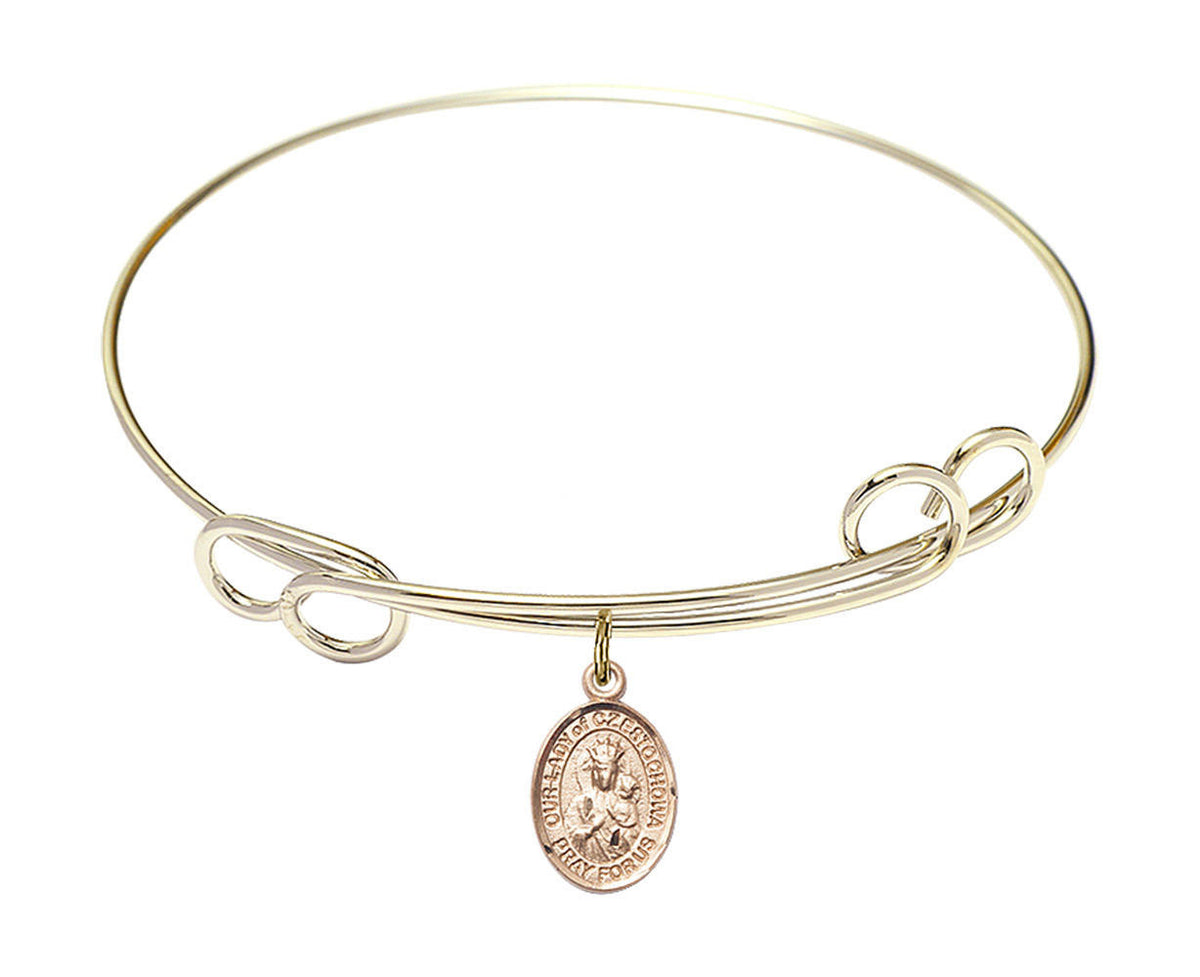 Our Lady of Czestochowa Double Loop Bangle Bracelet - Gold-Filled Charm 9421GF