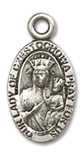 Our Lady of Czestochowa Medal Charm - Sterling Silver Oval Pendant 6091SS