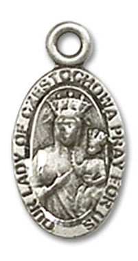 Our Lady of Czestochowa Medal Charm - Sterling Silver Oval Pendant (6091SS)