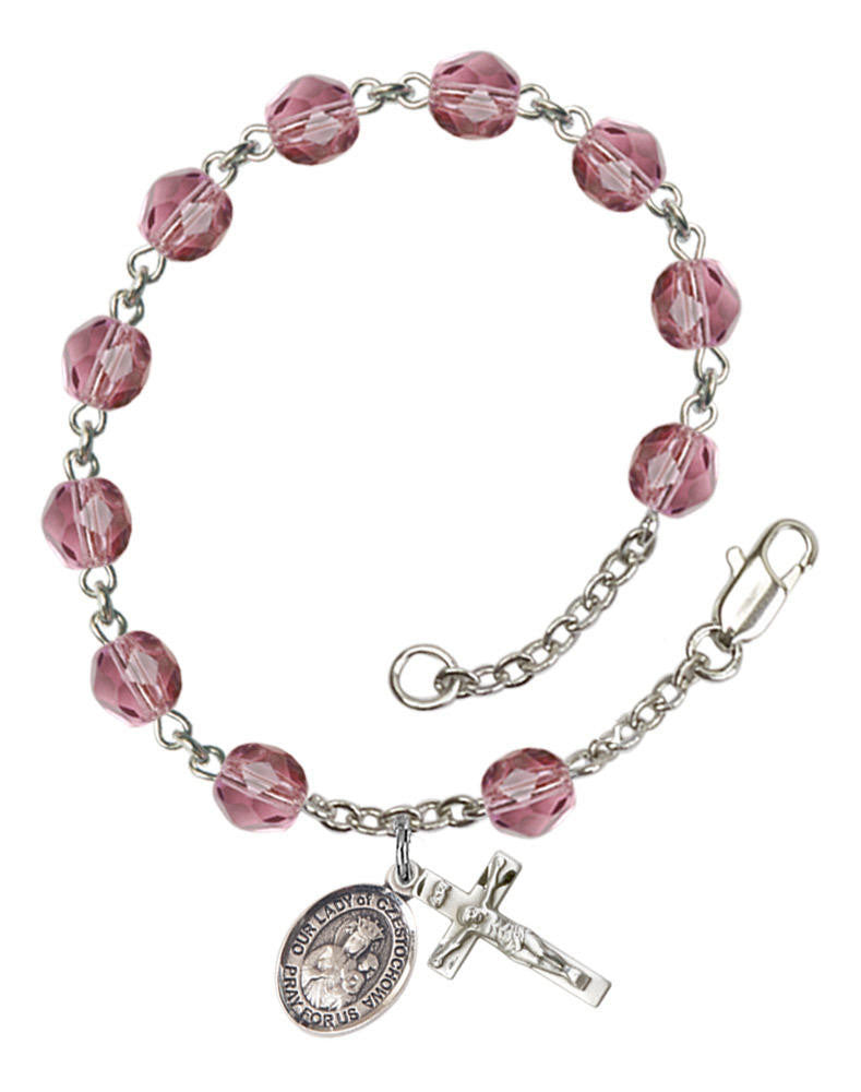 Our Lady of Czestochowa Rosary Bracelet With 6MM Fire Polished Beads RB6000AMS9421