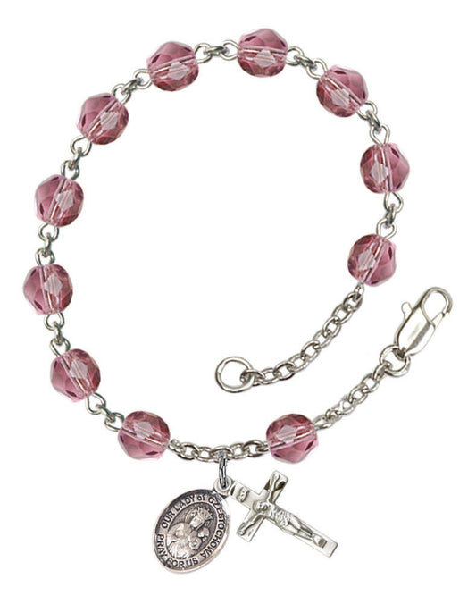 Our Lady of Czestochowa Rosary Bracelet With 6MM Fire Polished Beads RB6000AMS9421