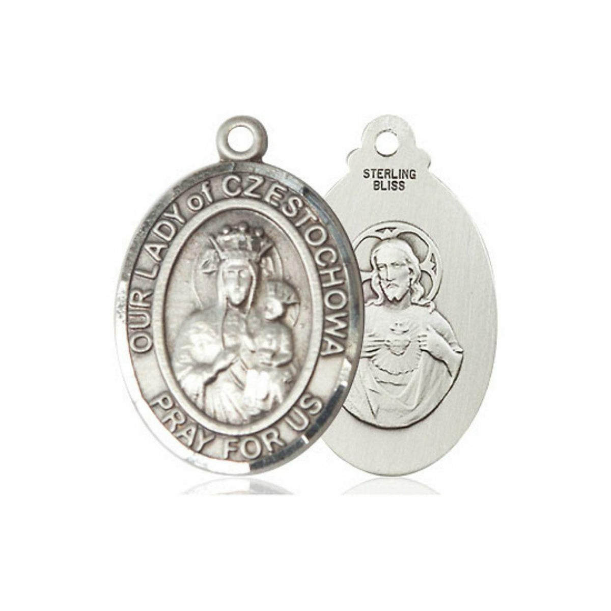 Our Lady of Czestochowa Scapular Medal - Sterling Silver Oval Pendant 3 Sizes