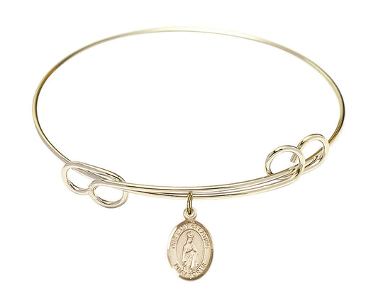 Our Lady of Fatima Double Loop Bangle Bracelet - Gold-Filled Charm - Gold-Filled Round Pendant B4200RG-9205GF