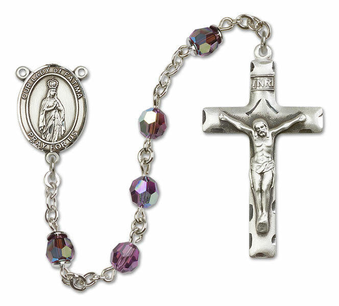 Our Lady of Fatima Sterling Silver Rosary - 16 Color Options 8205/0644
