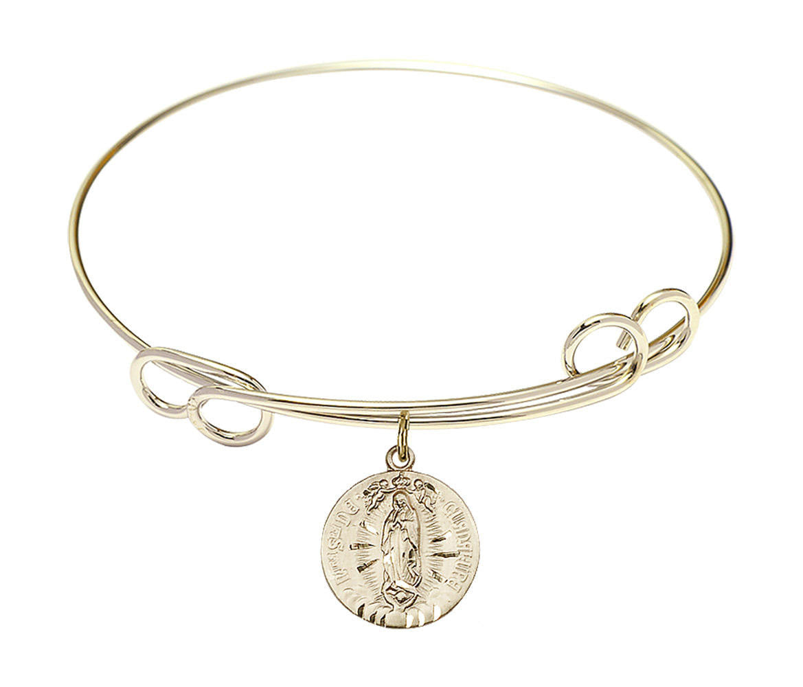Our Lady of Guadalupe Double Loop Bangle Bracelet - Gold-Filled Charm
