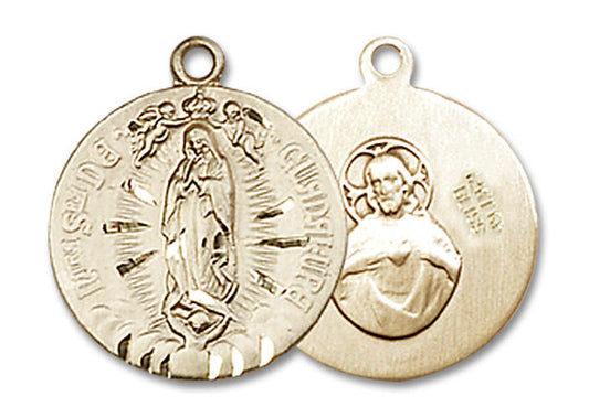 Our Lady of Guadalupe Medal - 14kt Gold 5/8 x 1/2 Round Pendant 4228