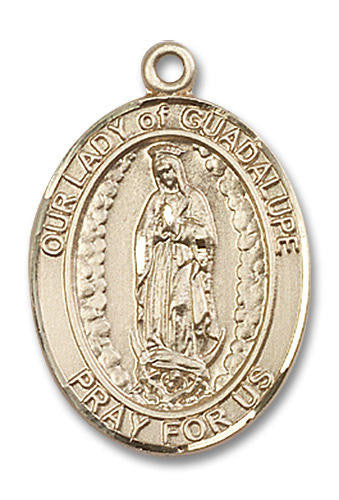 Our Lady of Guadalupe Medal - 14kt Gold Oval Pendant 3 Sizes