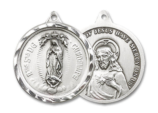 Our Lady of Guadalupe Medal - Sterling Silver 1 3/8 x 1 1/4 Round Pendant 0203FSS