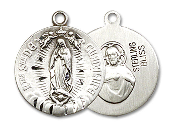 Our Lady of Guadalupe Medal - Sterling Silver 5/8 x 1/2 Round Pendant 4228SS