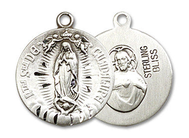 Our Lady of Guadalupe Medal - Sterling Silver 5/8" x 1/2" Round Pendant (4228SS)