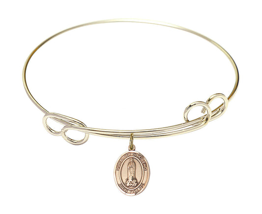 Our Lady of Kibeho Double Loop Bangle Bracelet - Gold-Filled Charm 9414GF