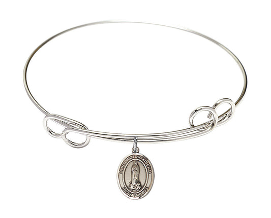 Our Lady of Kibeho Double Loop Bangle Bracelet - Sterling Silver Charm 9414SS