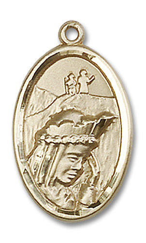 Our Lady of La Salette Medal - 14kt Gold 7/8 x 1/2 Oval Pendant 4163
