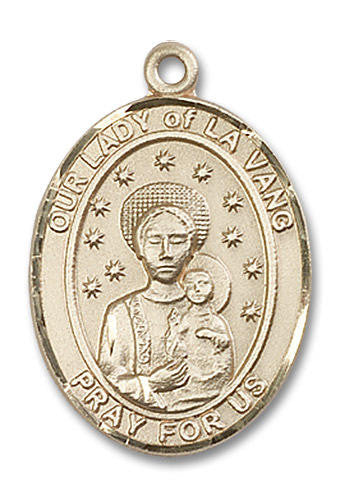 Our Lady of La Vang Medal - 14kt Gold Oval Pendant 3 Sizes