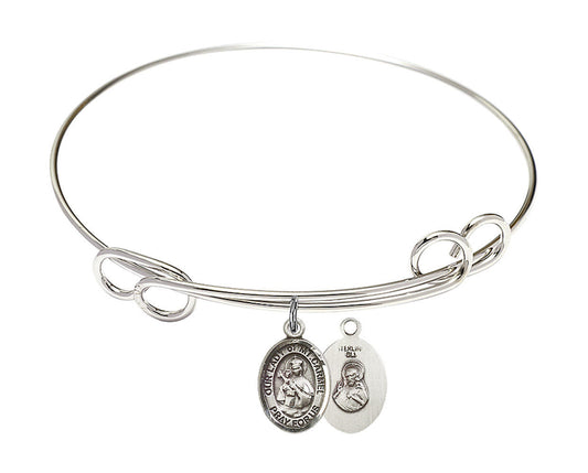 Our Lady of Mount Carmel Double Loop Bangle Bracelet - Sterling Silver Charm 9243SS