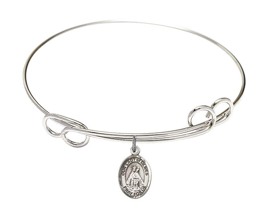 Our Lady of Olives Double Loop Bangle Bracelet - Sterling Silver Charm 9303SS