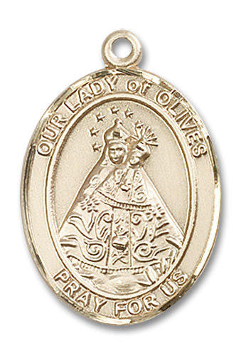 Our Lady of Olives Medal - 14kt Gold Oval Pendant 3 Sizes