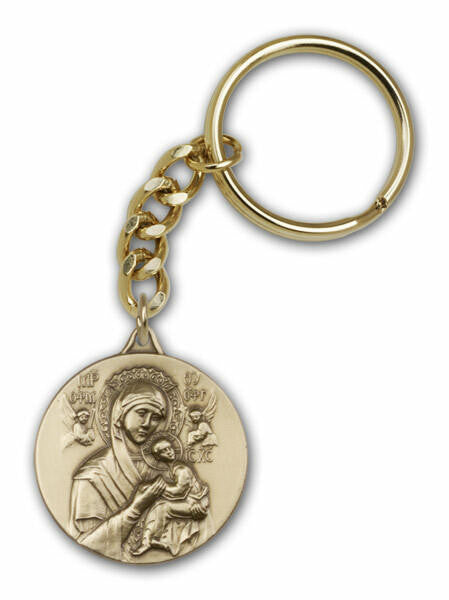 Our Lady of Perpetual Help Keychain - Gold Finish