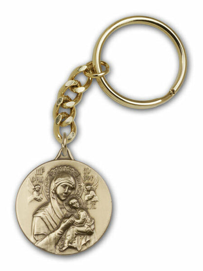 Our Lady of Perpetual Help Keychain - Gold Finish